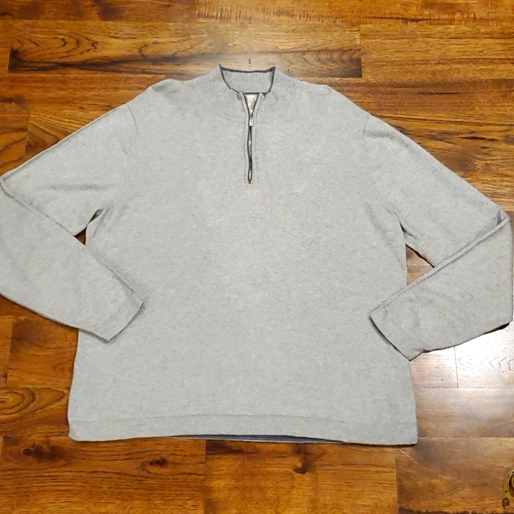 Mens Tommy Bahama gray 1/4 zip Cotton & Cashmere pullover size XL